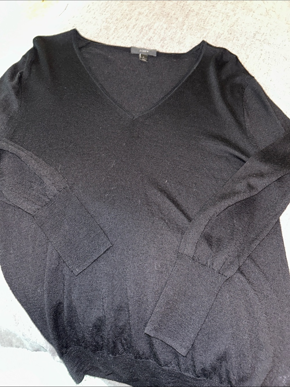 J. Crew Women’s Black V-Neck Merino Wool Sweater